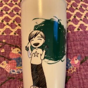Starbucks finger painting boy coffee tumbler with white lid 2015. H106